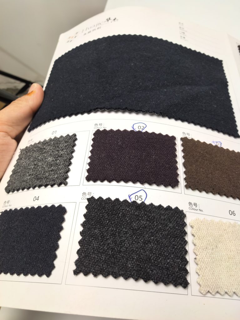 Fabric swatches in various colors.