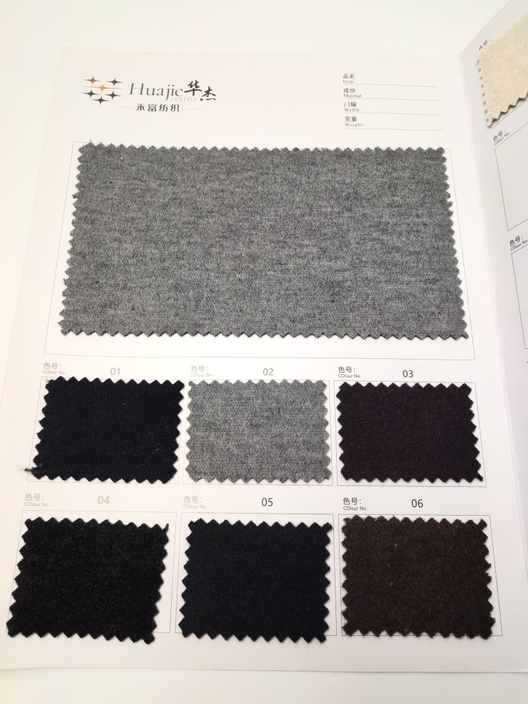 Classic Mélange Brushed Fleece Heavyweight Fabric — Style 25035 4 Fabric swatches in various shades of gray